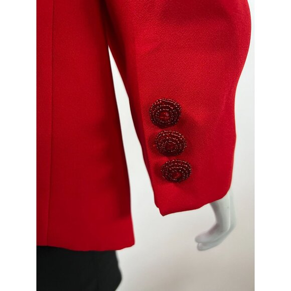 St. Anthony Red Evening Jacket With Beaded Details & Sequins Size 12 Polyester W - Picture 12 of 16